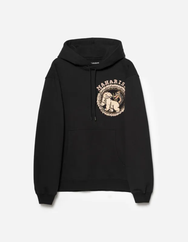 7088 Bering Strait Map Embroidered Hooded Sweat Black sold by Maharishi