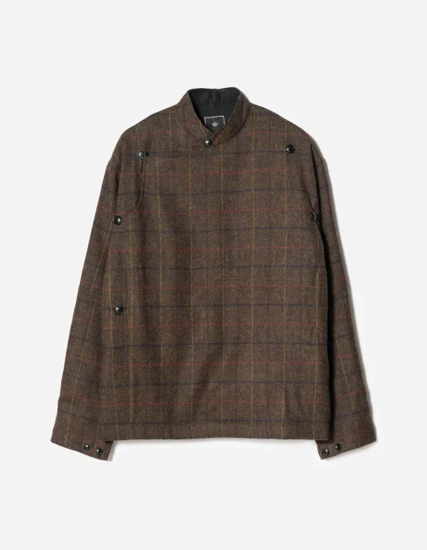 7114 Wool Asym Monk L/S Shirt Brown made by Maharishi