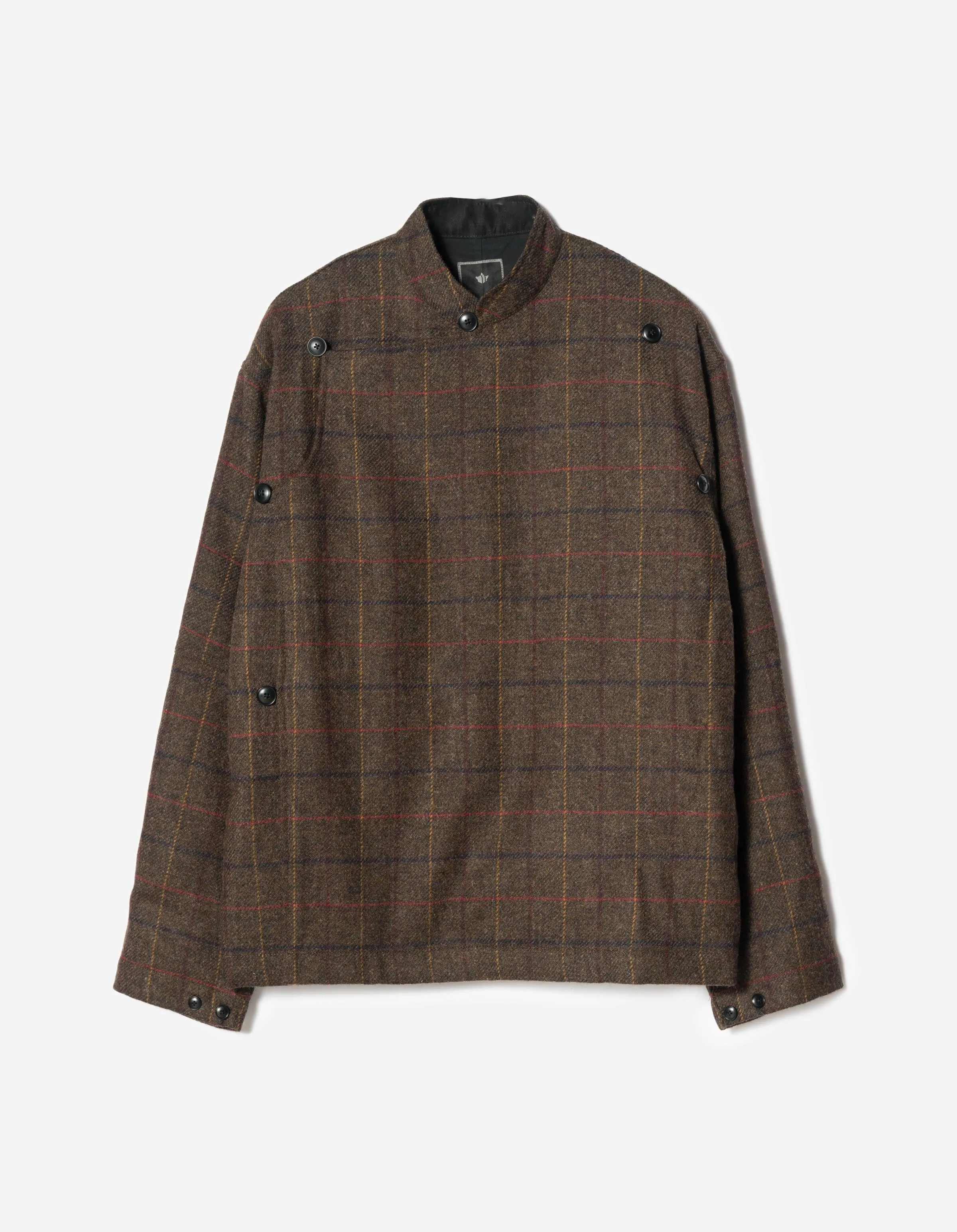 7114 Wool Asym Monk L/S Shirt Brown sold by Maharishi