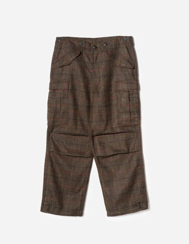 7117 Wool Check M65 Cargo Pant Brown sold by Maharishi