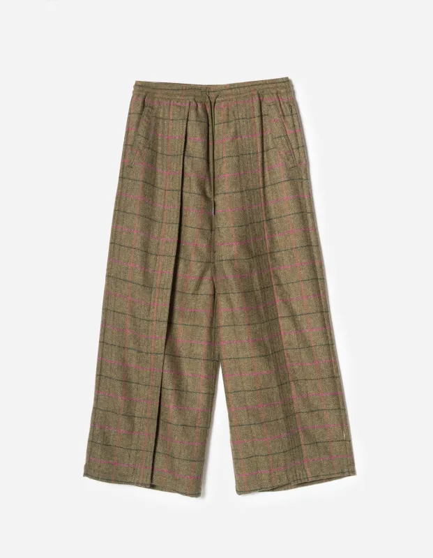 7159 Wool Hakama Track Pants Olive/Pink sold by Maharishi