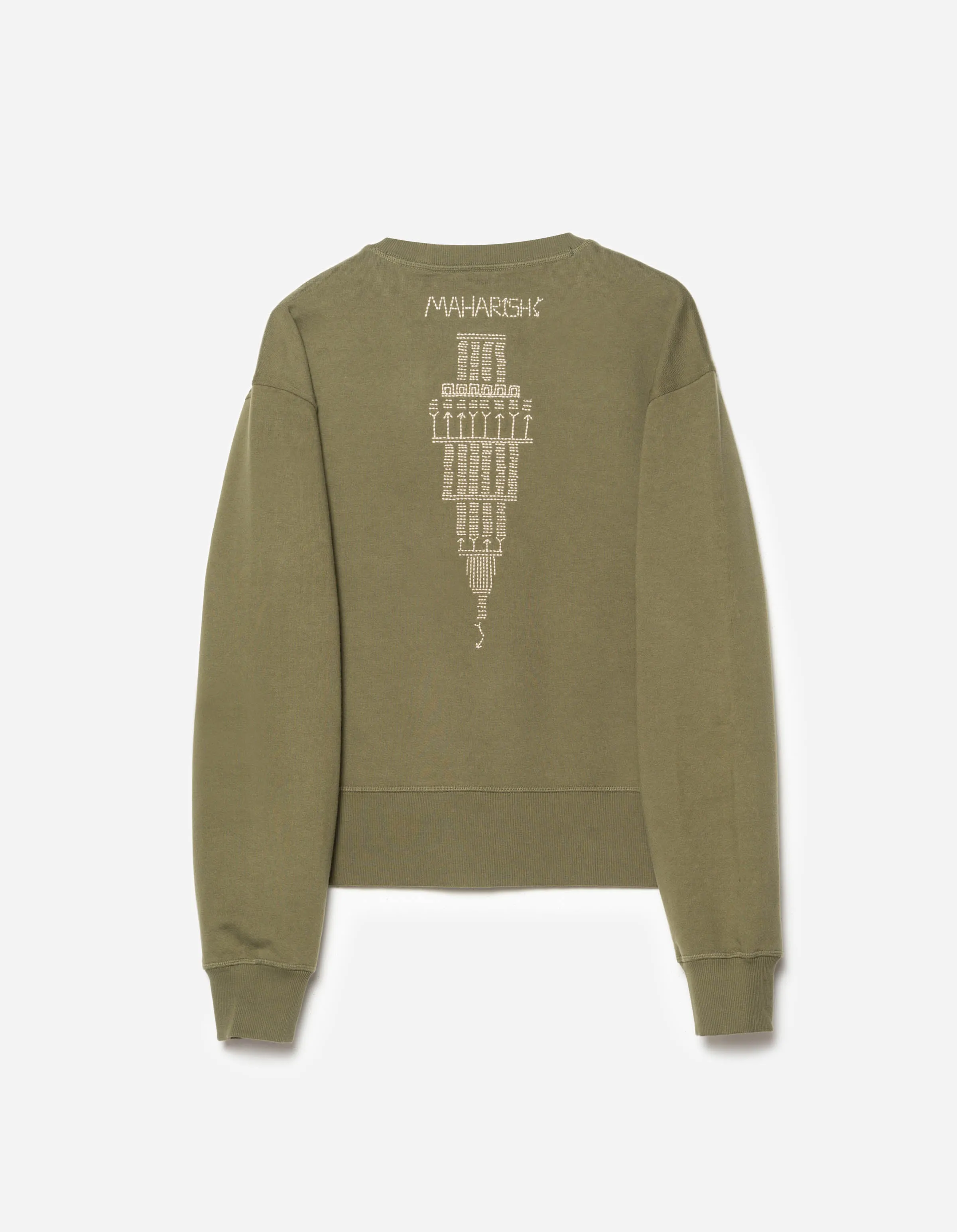 7096 Alaskan Hill Tribe Embroidered Crew Sweat Olive OG-107F sold by Maharishi
