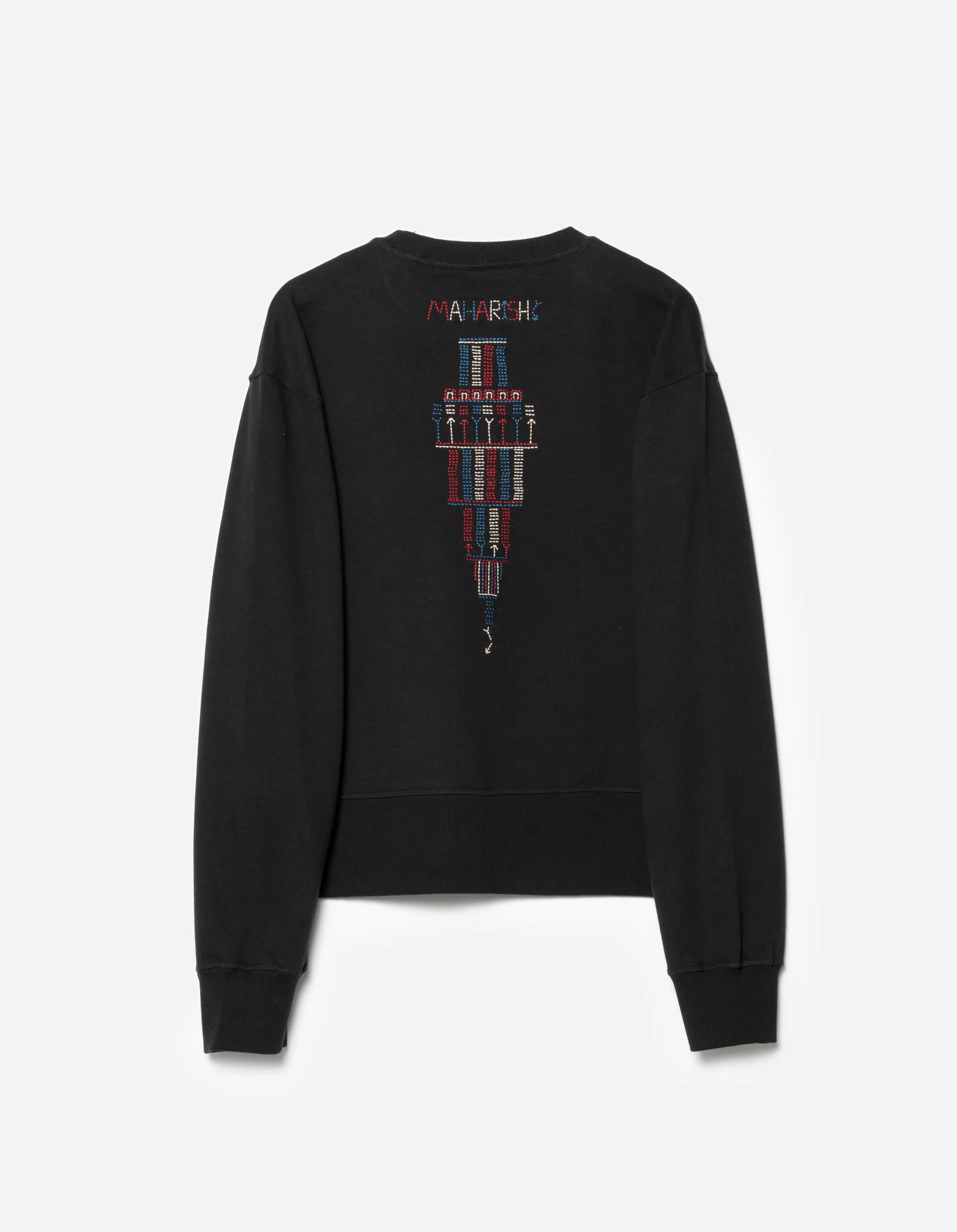 7096 Alaskan Hill Tribe Embroidered Crew Sweat Black sold by Maharishi
