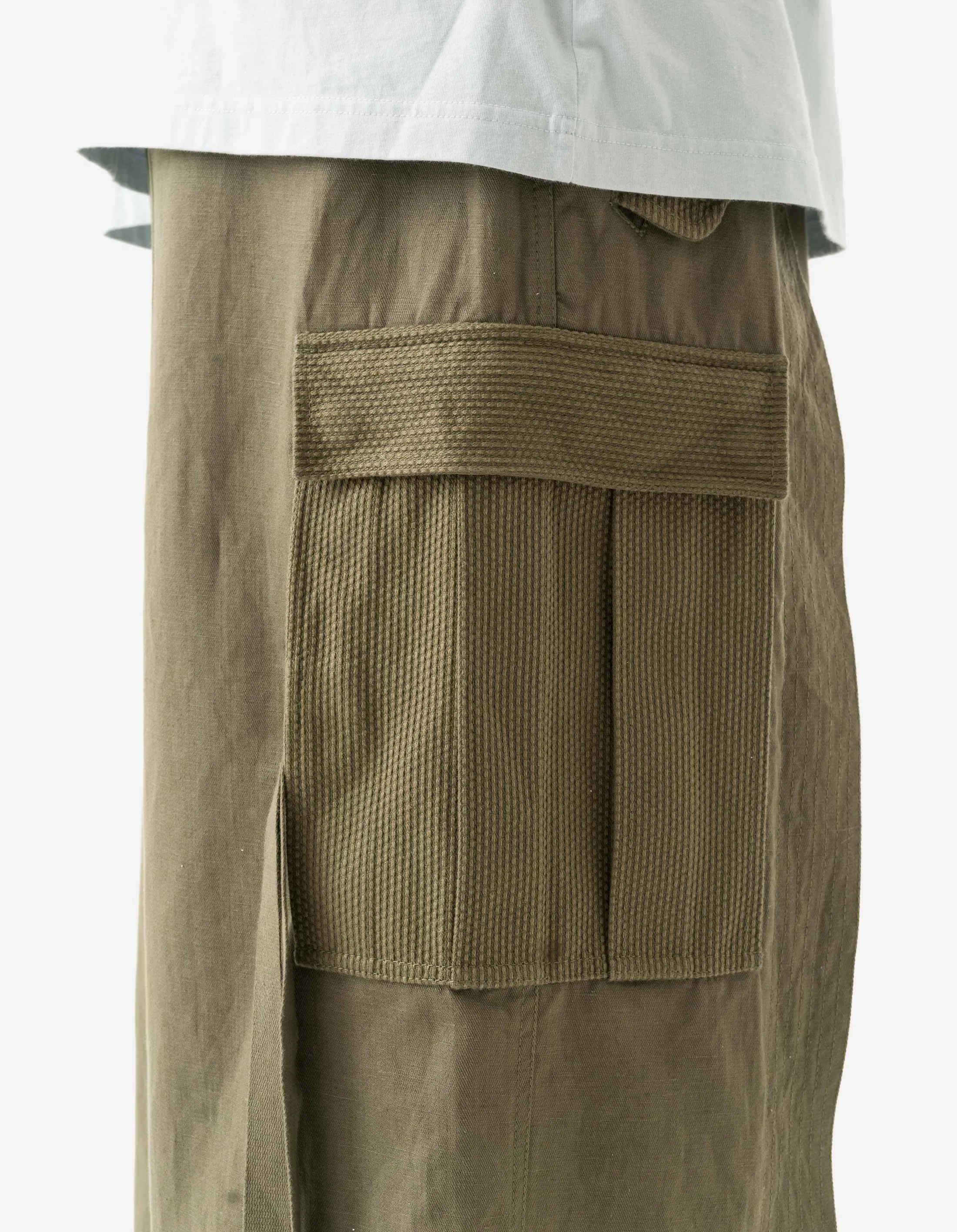 7099 Hemp Hakama Cargo Track Pants Olive OG-107F sold by Maharishi product image thumbnail 4