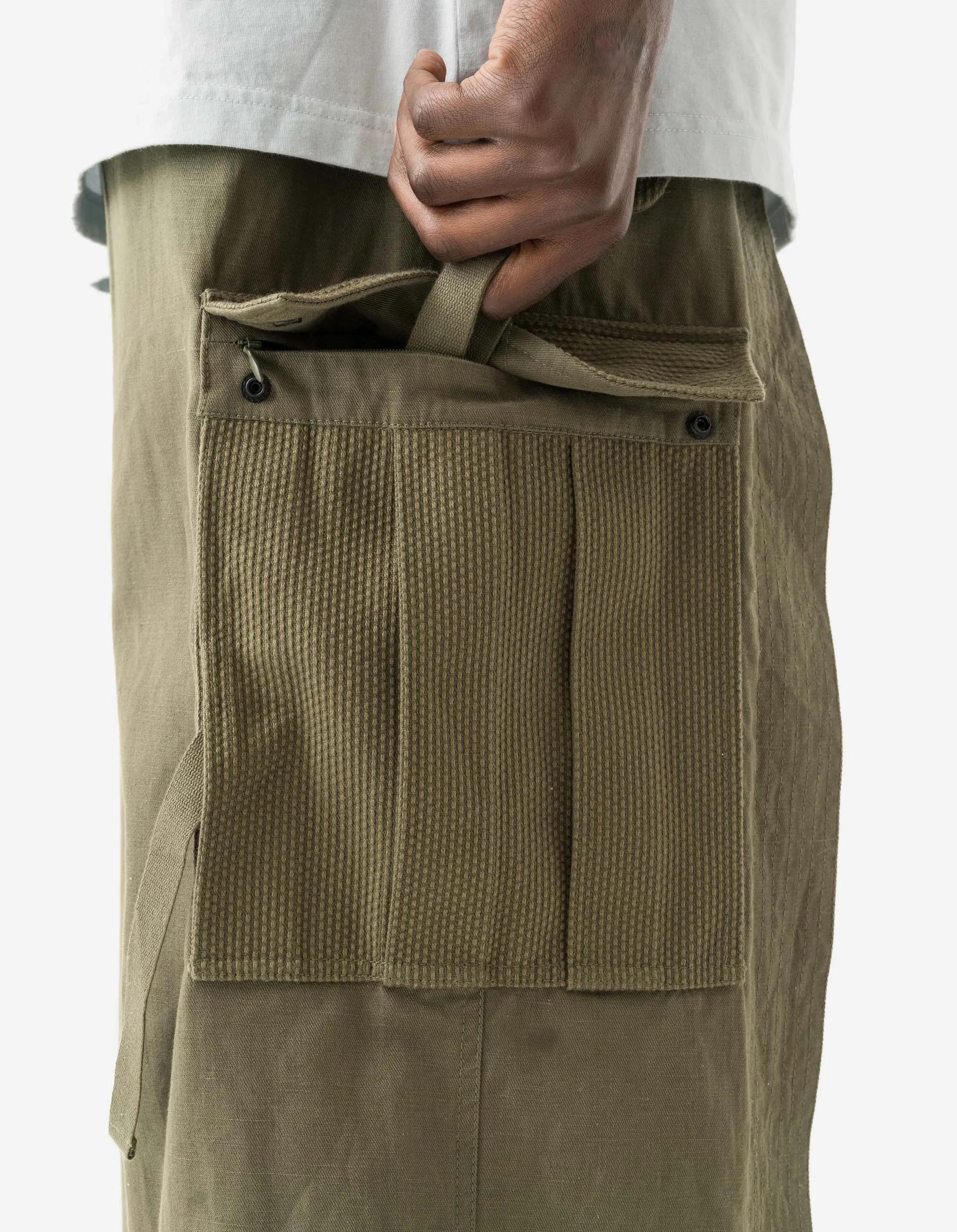 7099 Hemp Hakama Cargo Track Pants Olive OG-107F sold by Maharishi product image thumbnail 5