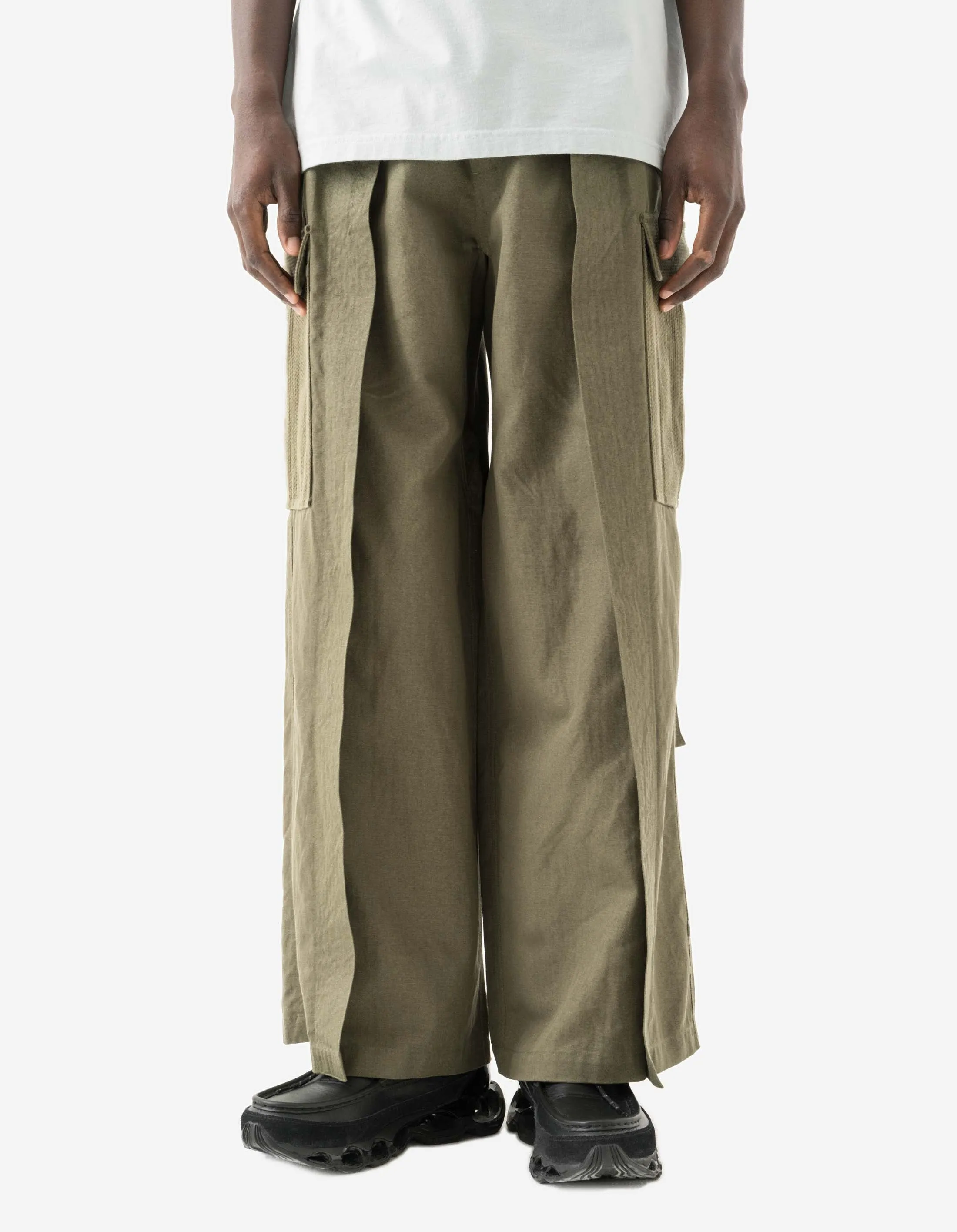 7099 Hemp Hakama Cargo Track Pants Olive OG-107F sold by Maharishi product image thumbnail 2