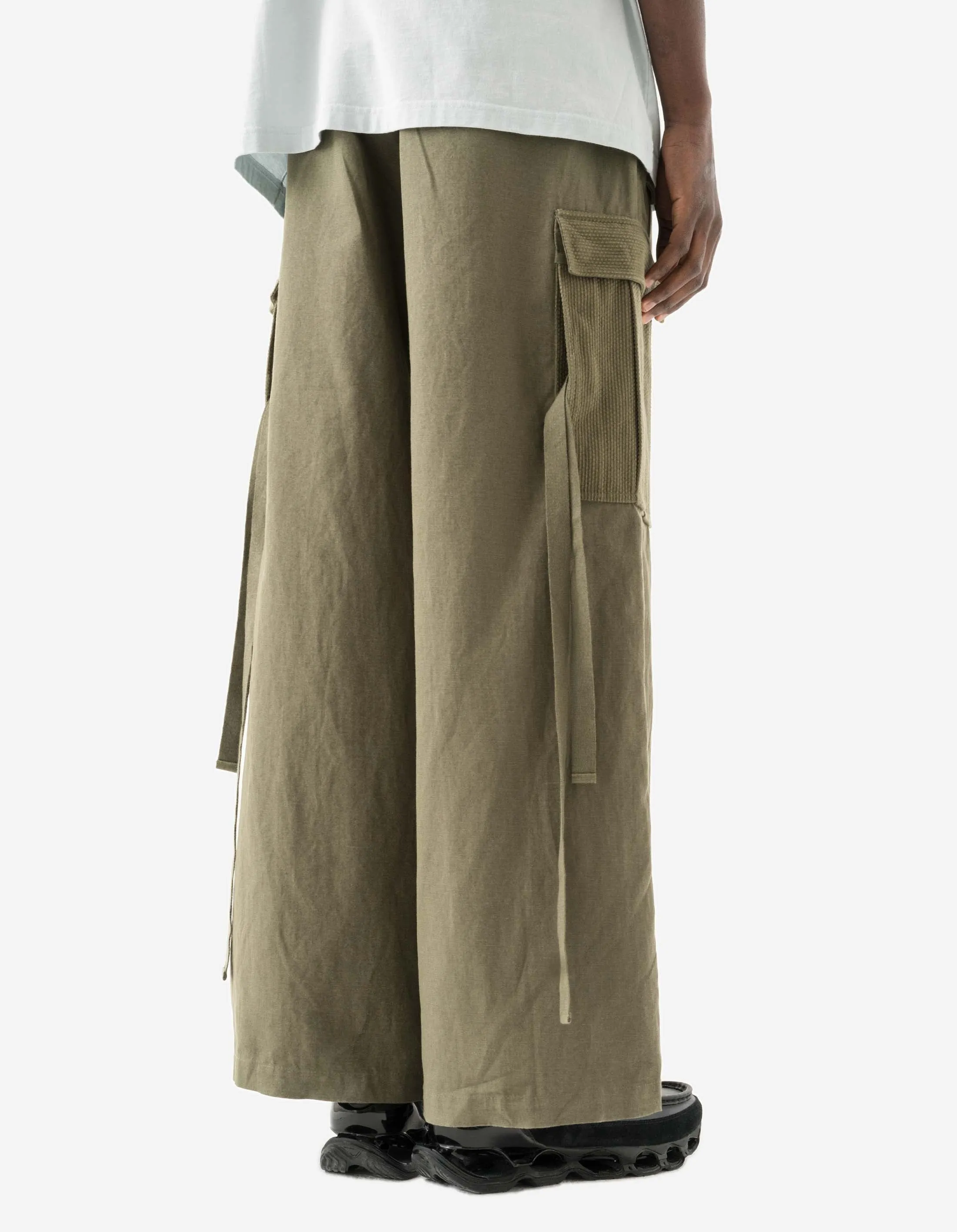 7099 Hemp Hakama Cargo Track Pants Olive OG-107F sold by Maharishi product image thumbnail 3