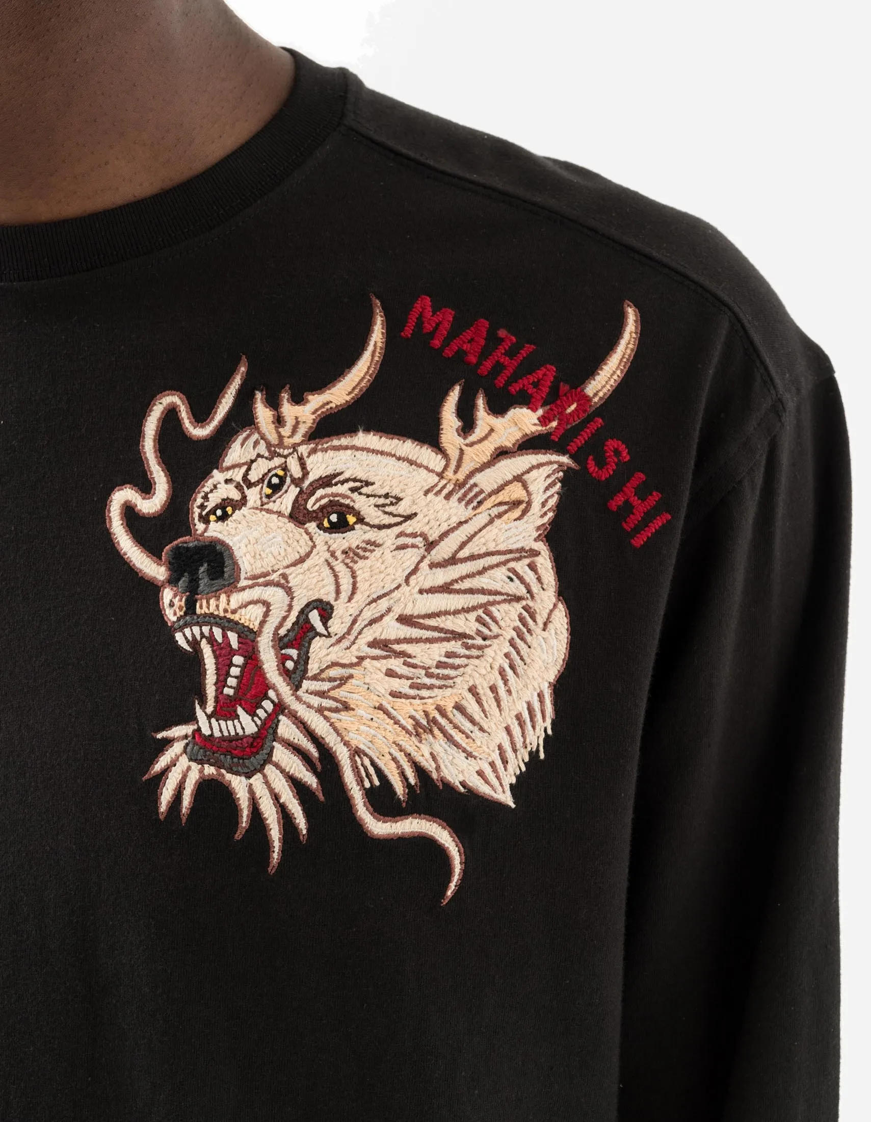 7090 Duality Bering Bears Embroidered L/S T-Shirt Black sold by Maharishi product image thumbnail 4