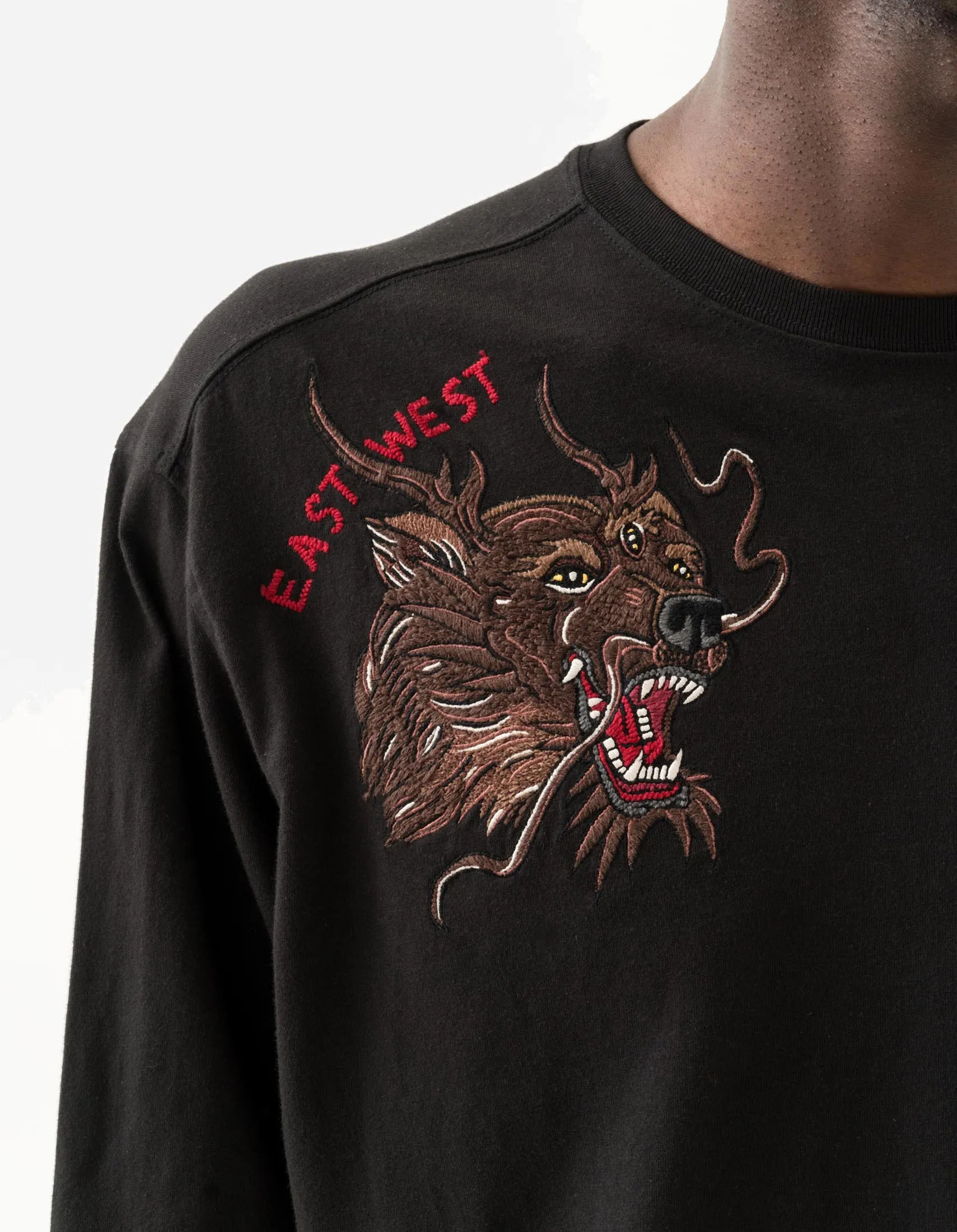 7090 Duality Bering Bears Embroidered L/S T-Shirt Black sold by Maharishi product image thumbnail 5