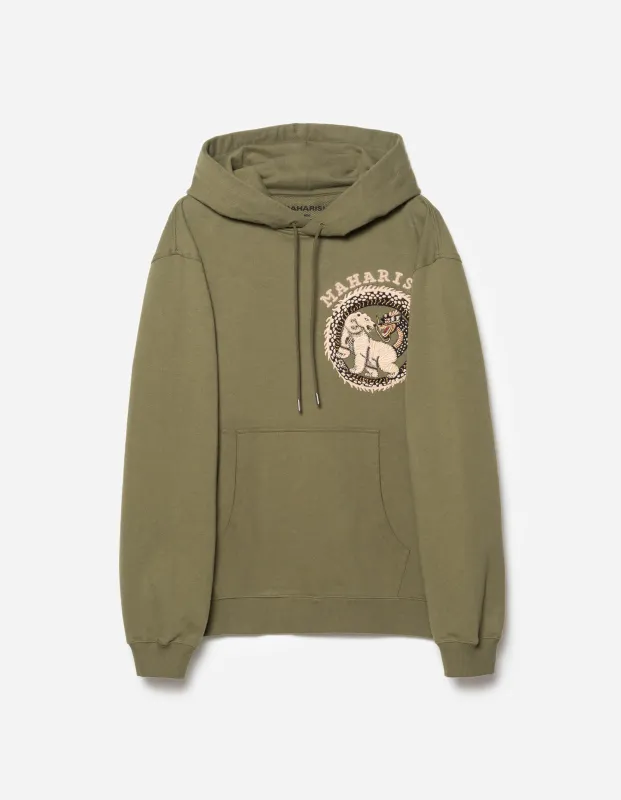 7088 Bering Strait Map Embroidered Hooded Sweat Olive OG-107F sold by Maharishi
