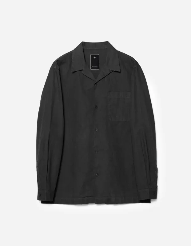 7101 L/S Camp Collar Shirt Black sold by Maharishi
