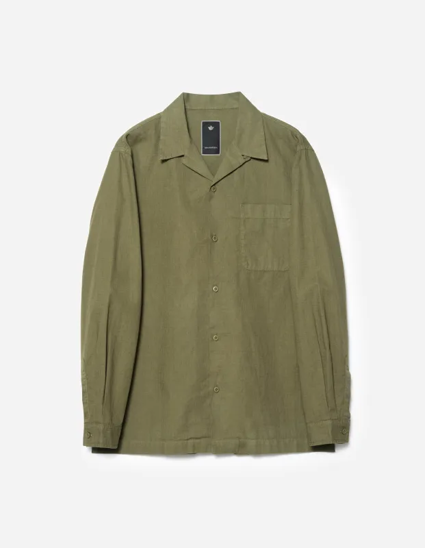 7101 L/S Camp Collar Shirt Olive OG-107F sold by Maharishi