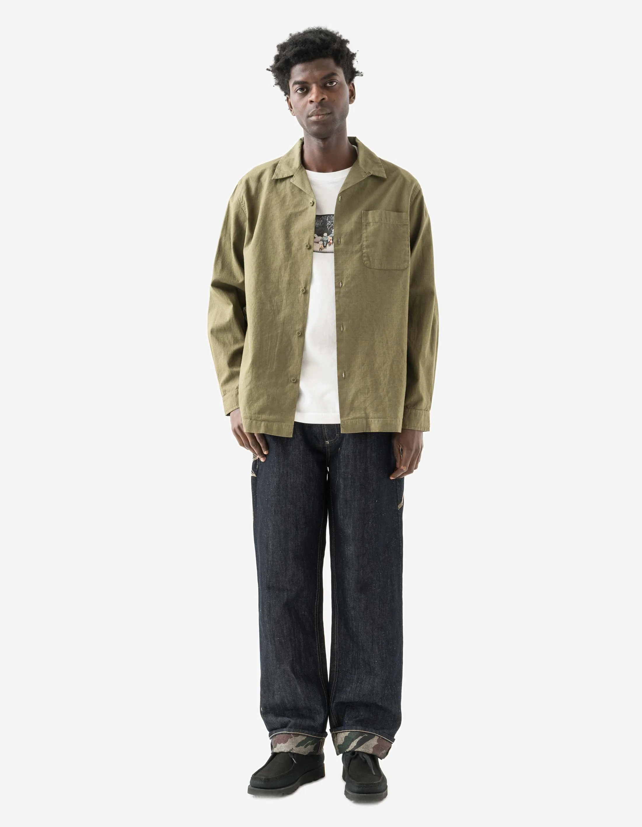 7101 L/S Camp Collar Shirt Olive OG-107F sold by Maharishi product image thumbnail 4