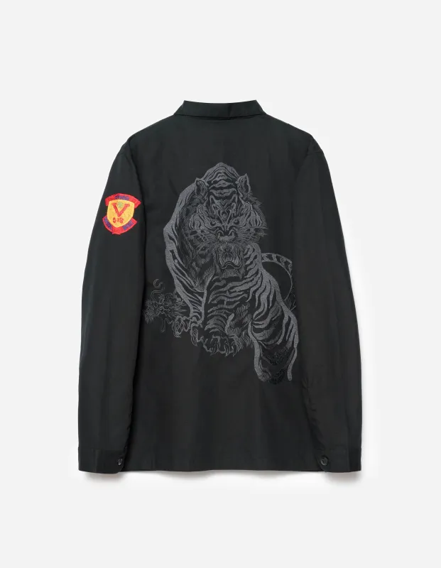 7149 Riverine L/S Embroidered Utility Shirt Black sold by Maharishi