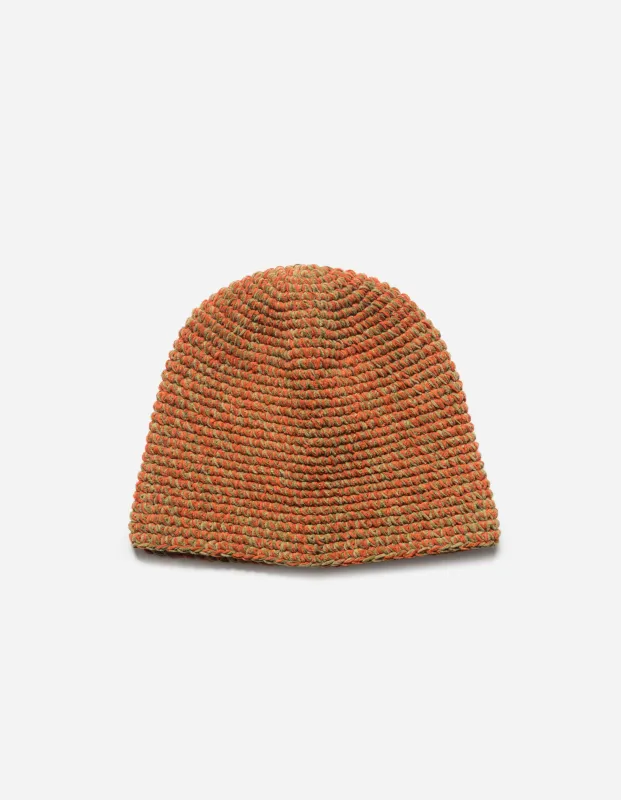 7292 Maharishi Crochet Beanie Orange/Khaki sold by Maharishi