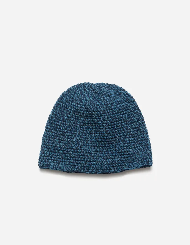 7292 Maharishi Crochet Beanie Indigo Blue/Light Indigo sold by Maharishi