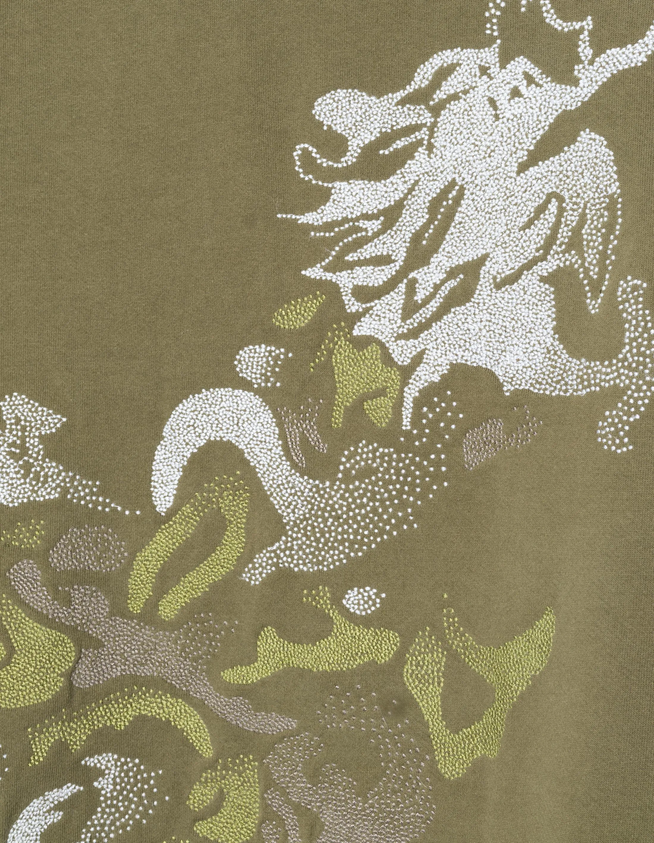 7125 Pointillist Dragon Embroidered Crew Sweat Olive OG-107F sold by Maharishi product image thumbnail 5