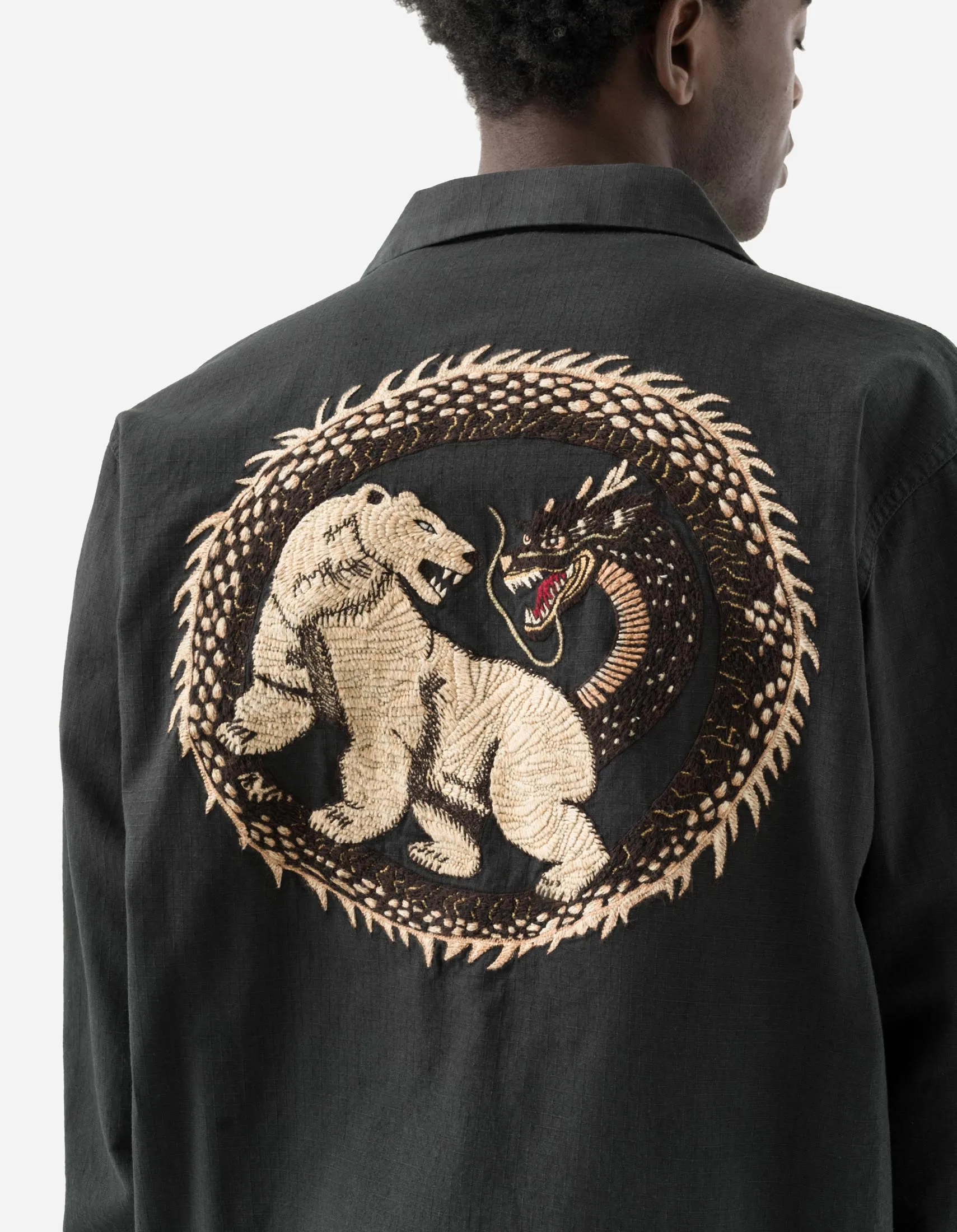 7089 Bering Strait Embroidered L/S Camp Collar Shirt Black sold by Maharishi product image thumbnail 5