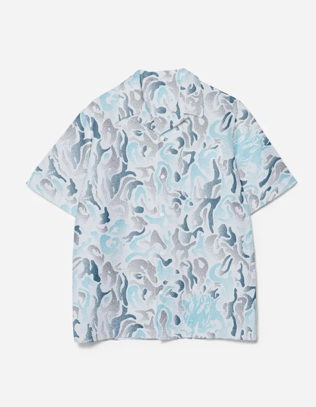 7084 DPM: KorOm Camp Collar S/S Shirt Ice Blue sold by Maharishi
