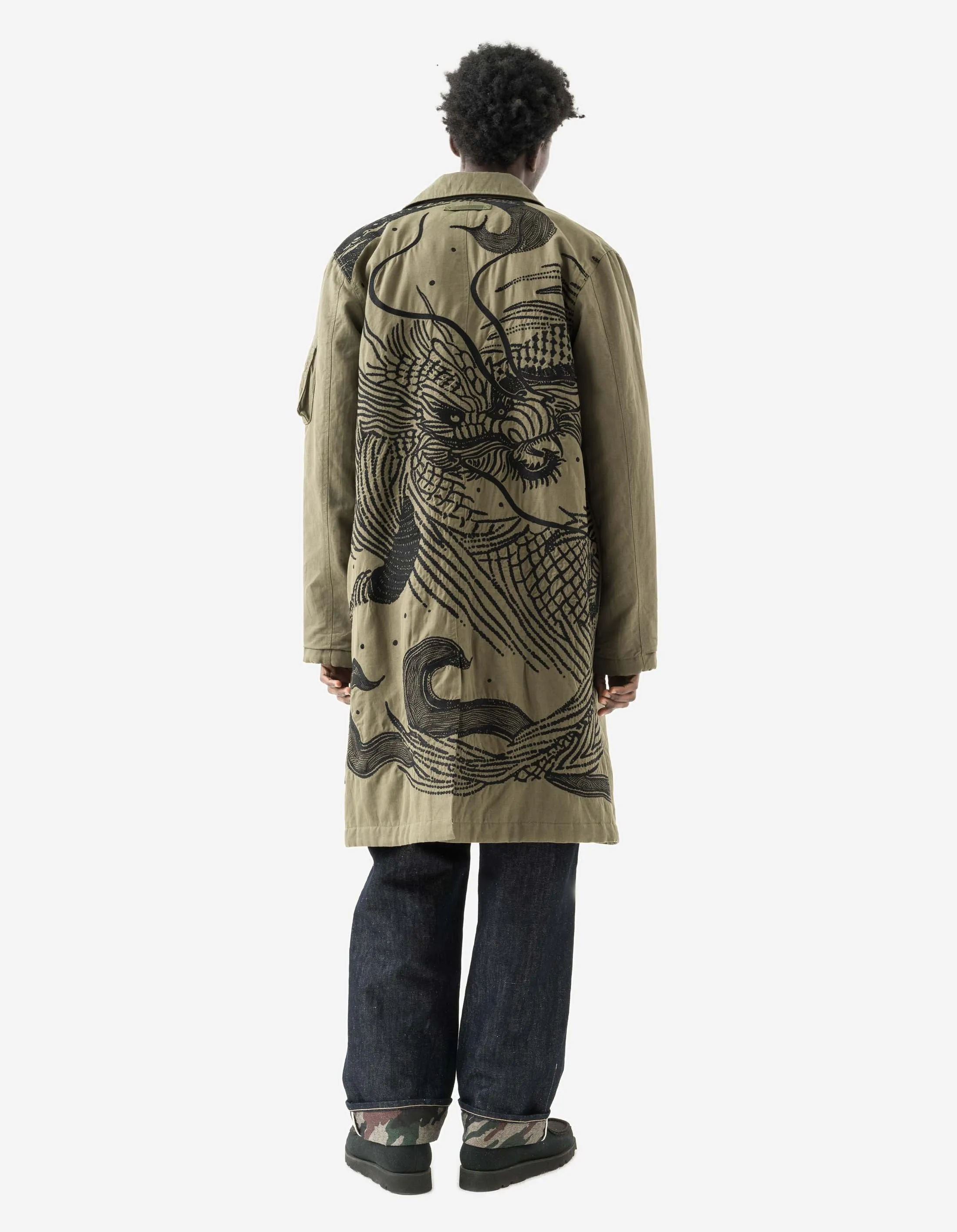2210 Linear Snow Dragon Embroidered MA Mac Coat Olive OG-107F sold by Maharishi product image thumbnail 3