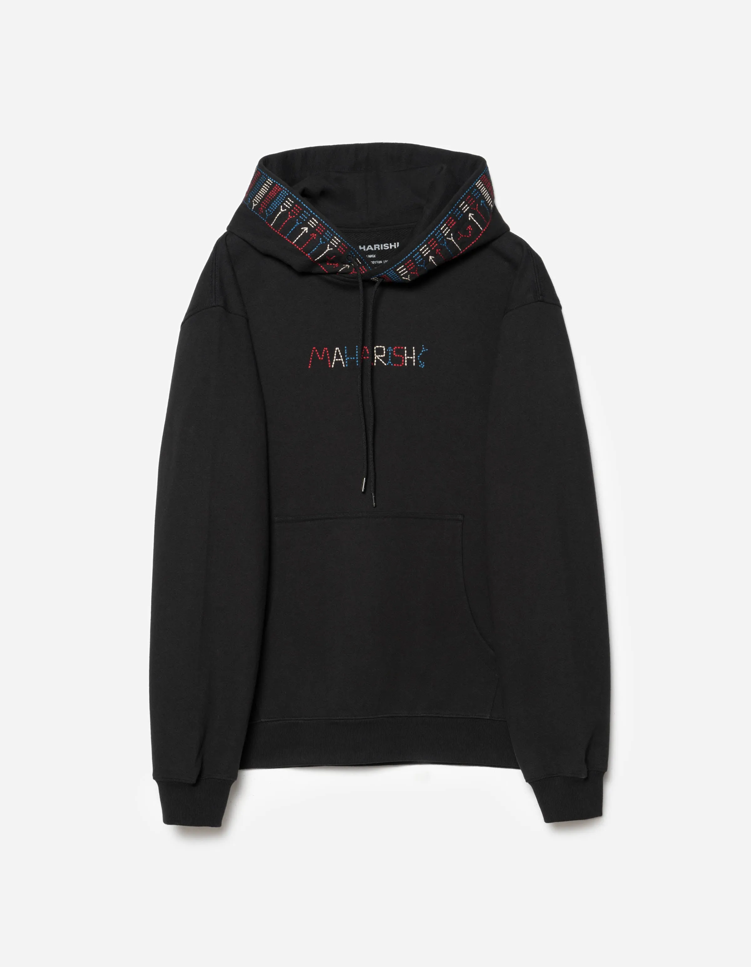 7095 Alaskan Hill Tribe Embroidered Hooded Sweat Black sold by Maharishi