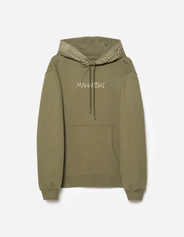 7095 Alaskan Hill Tribe Embroidered Hooded Sweat Olive OG-107F sold by Maharishi
