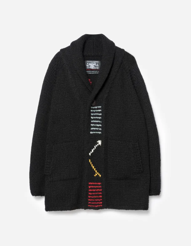 2217 Kanata Hand Knitted Cardigan Black sold by Maharishi