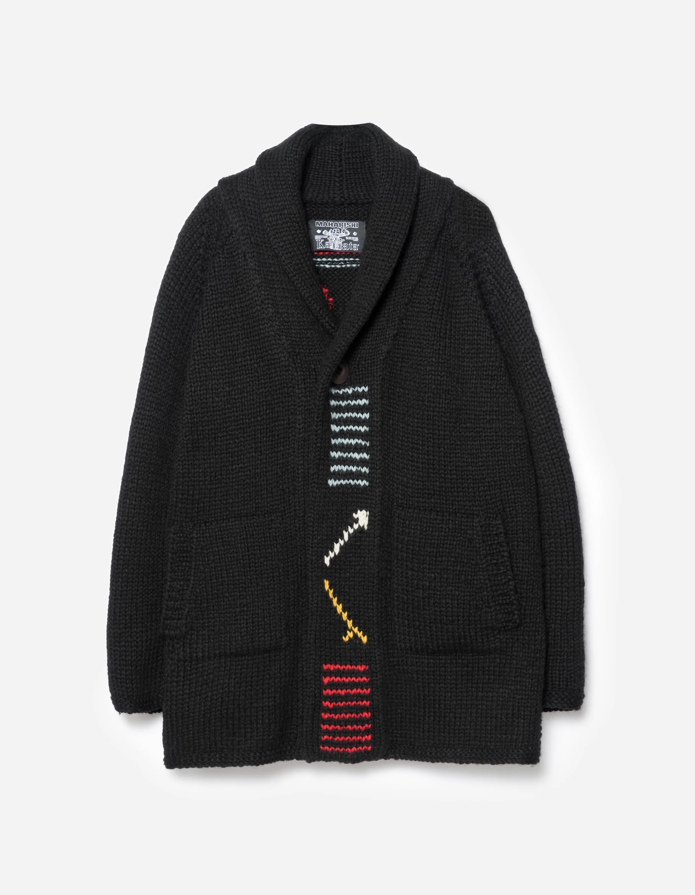 2217 Kanata Hand Knitted Cardigan Black sold by Maharishi