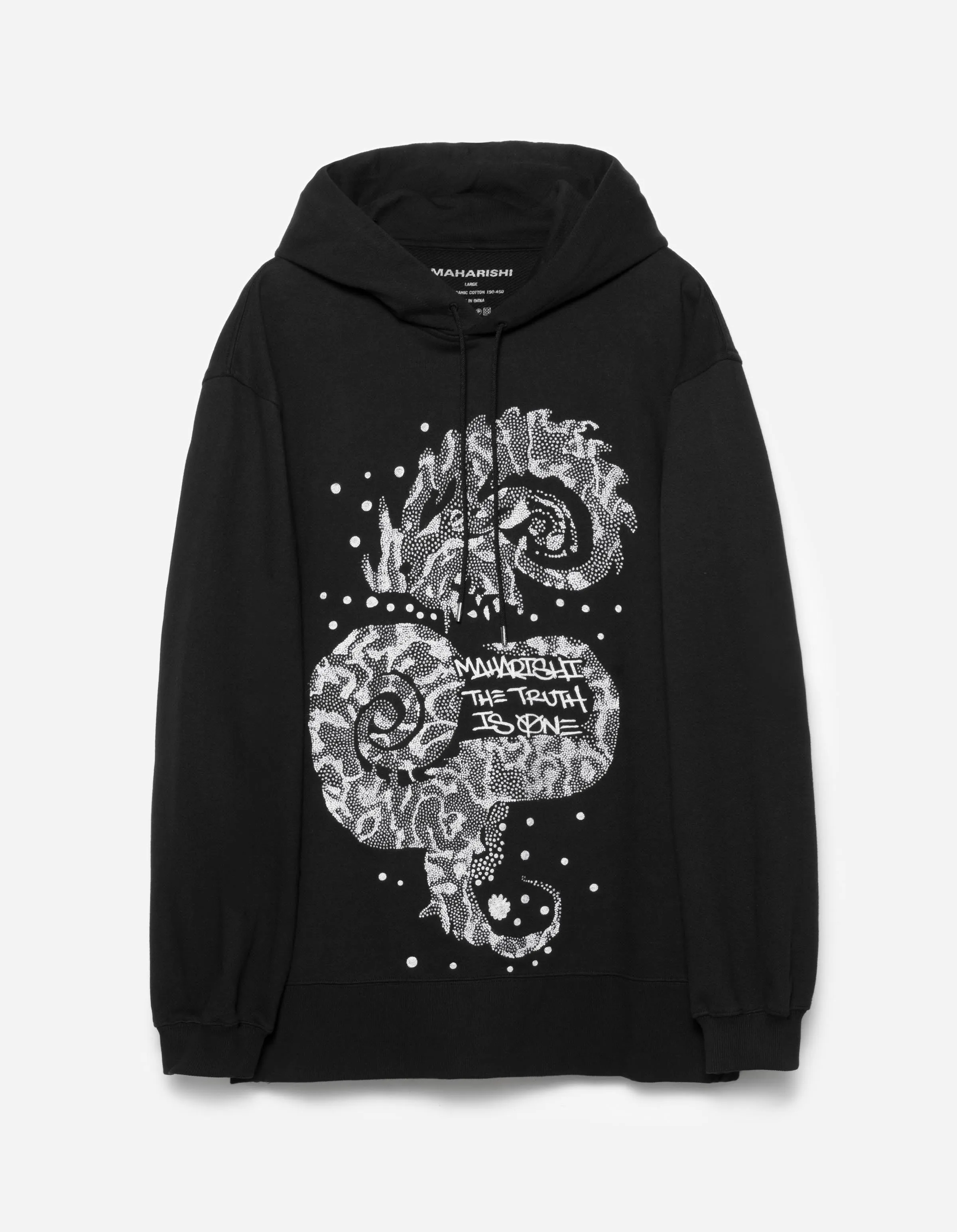 6125 Oversized Kormeleon Embroidered Hooded Sweat Black/White sold by Maharishi