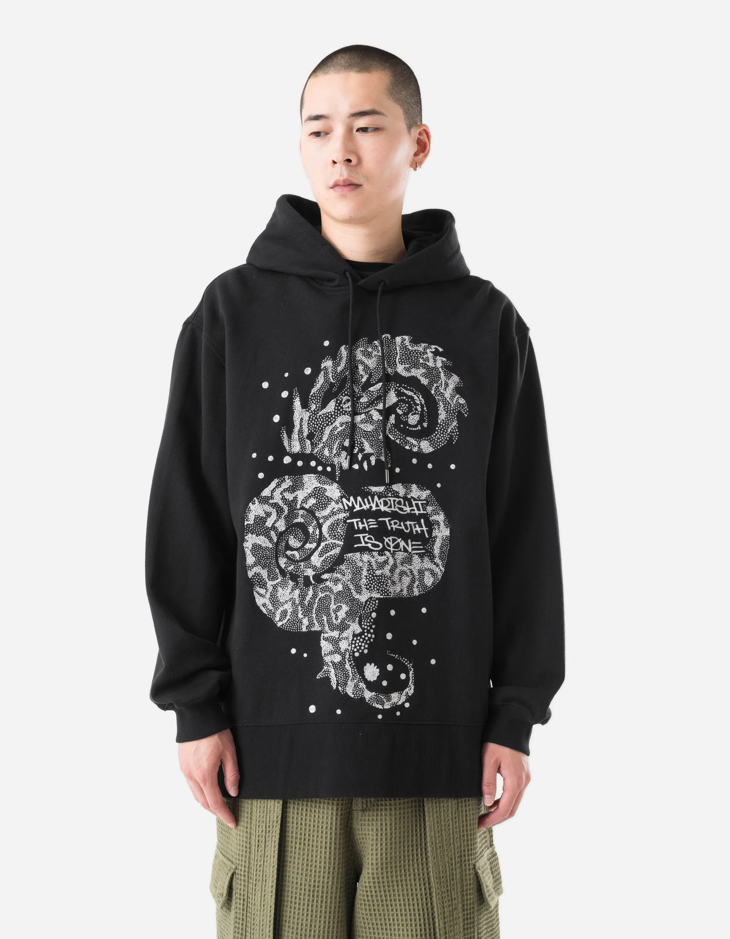6125 Oversized Kormeleon Embroidered Hooded Sweat Black/White sold by Maharishi product image thumbnail 3