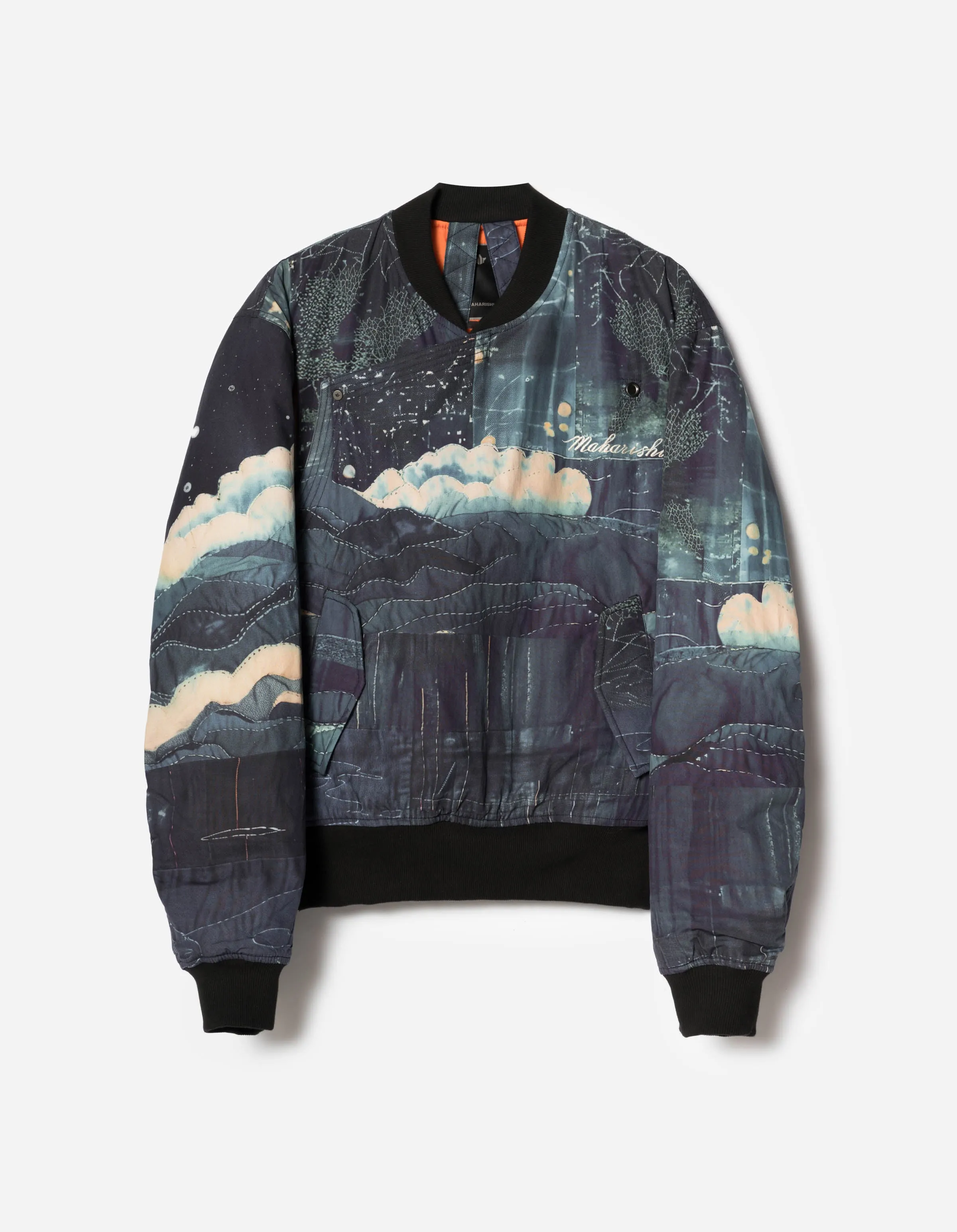 6227 Boro Crane Monk MA1 Embroidered Jacket Indigo sold by Maharishi