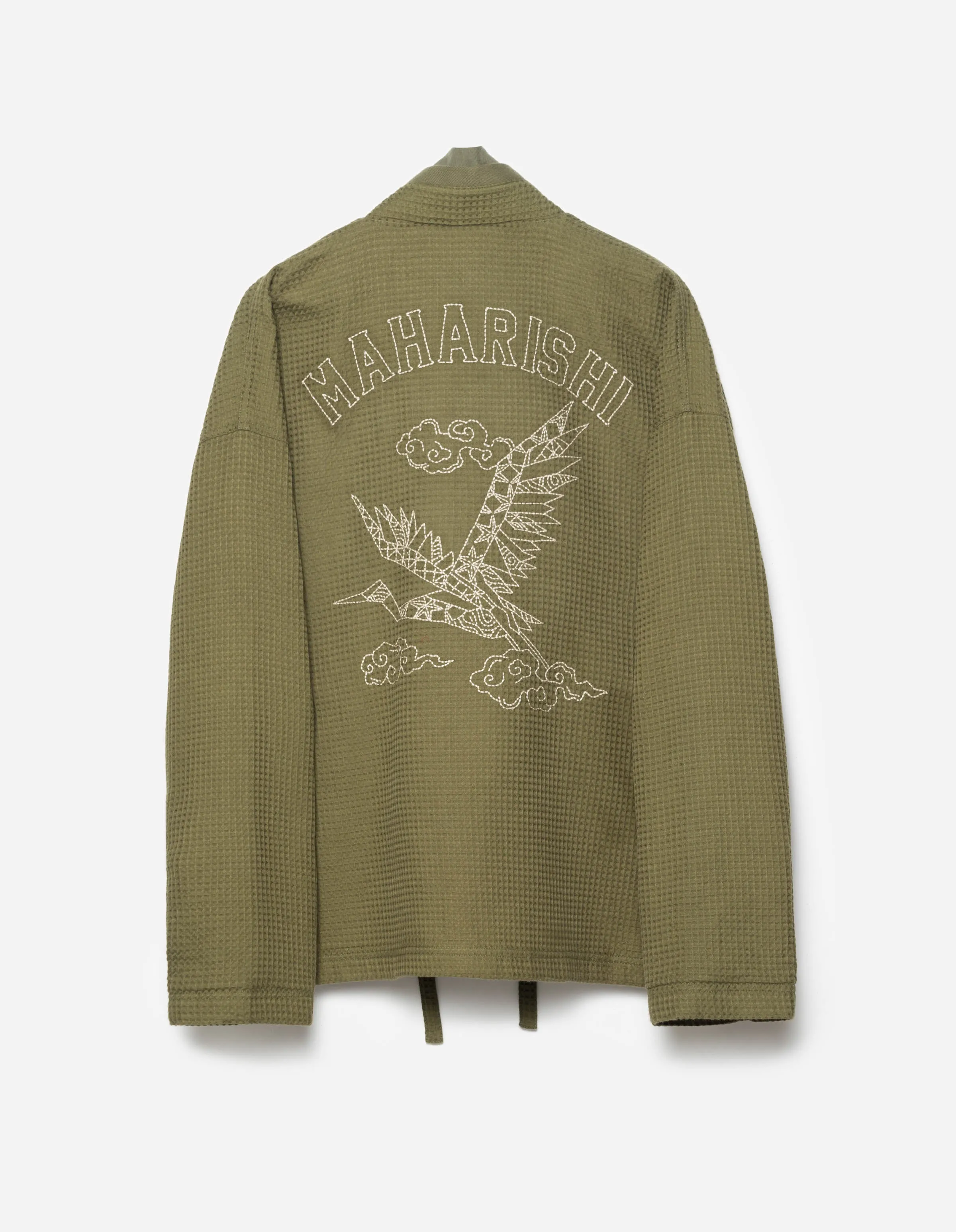 6241 Embroidered Waffle Kimono Overshirt Olive OG-107F sold by Maharishi