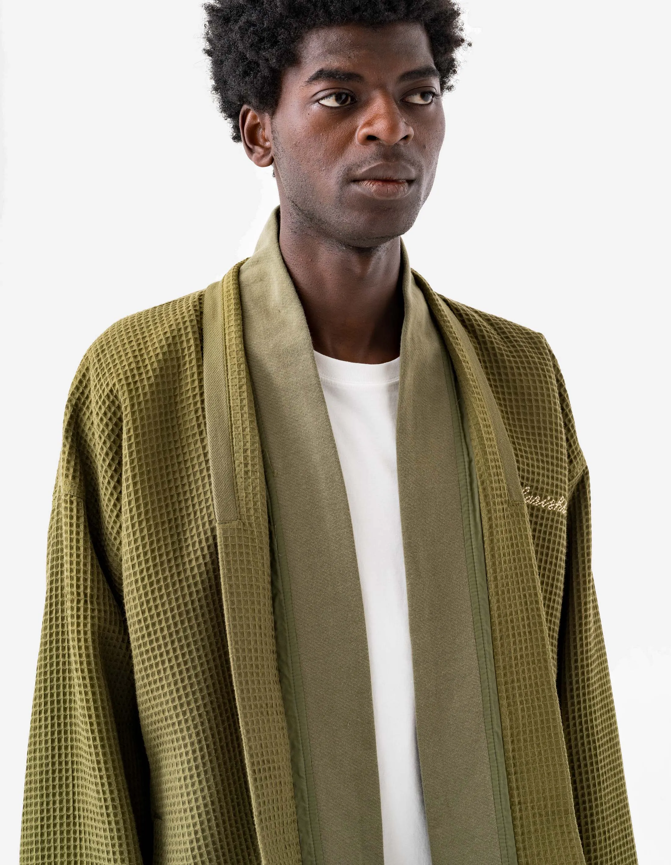 6241 Embroidered Waffle Kimono Overshirt Olive OG-107F sold by Maharishi product image thumbnail 5