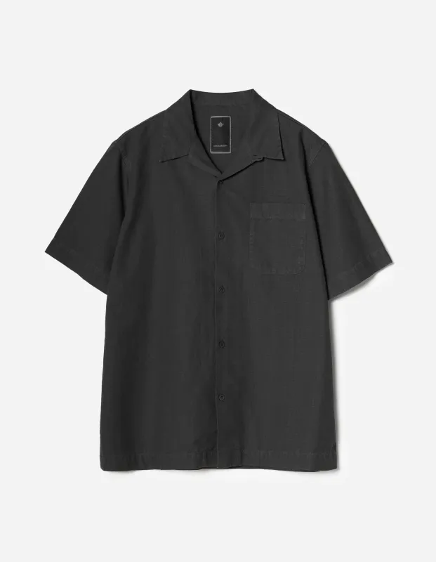 7105 Hemp Camp Collar Shirt Black sold by Maharishi