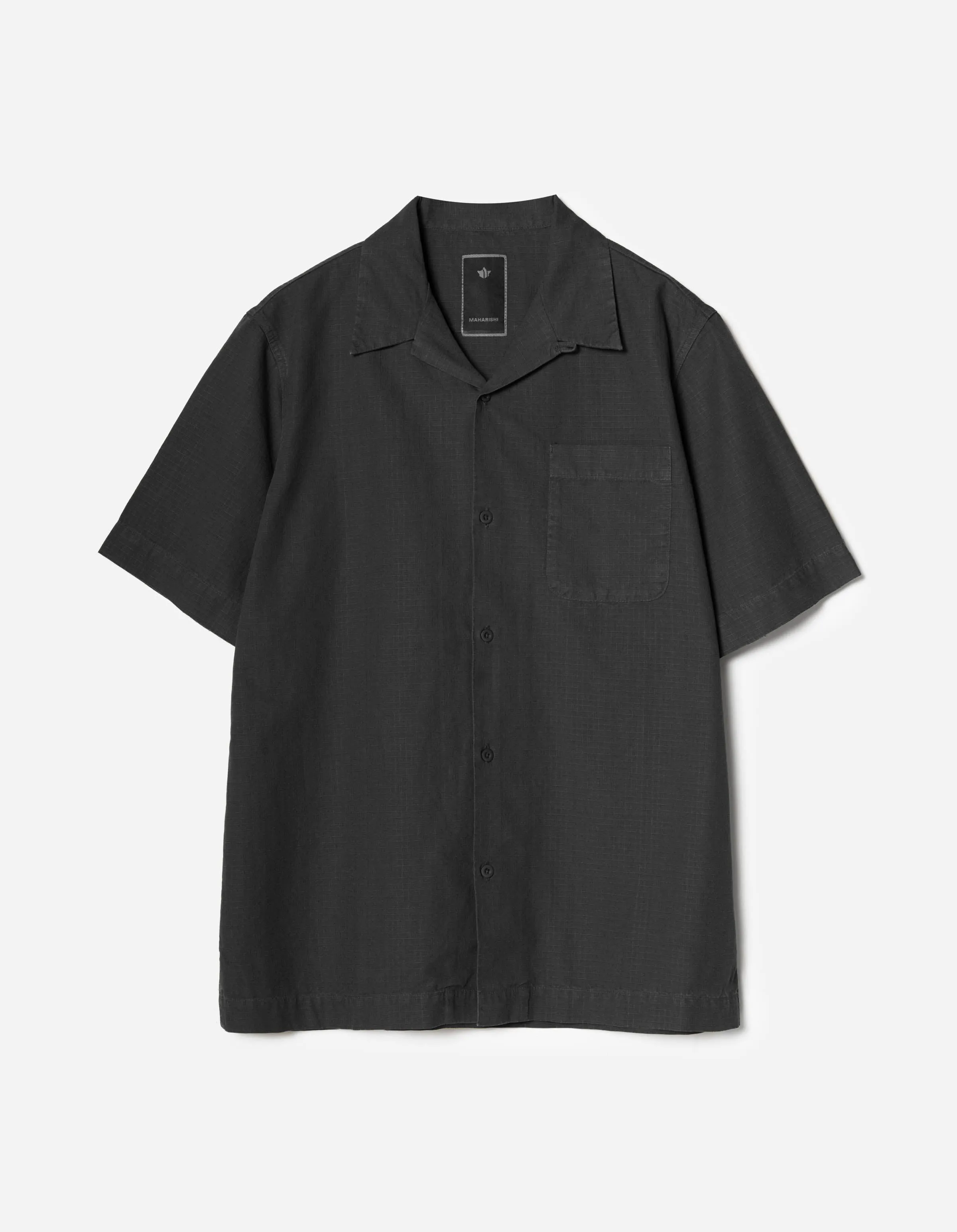 7105 Hemp Camp Collar Shirt Black sold by Maharishi