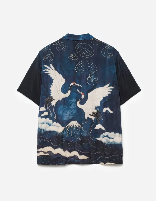 6230 Boro Crane Camp Collar Shirt Indigo sold by Maharishi