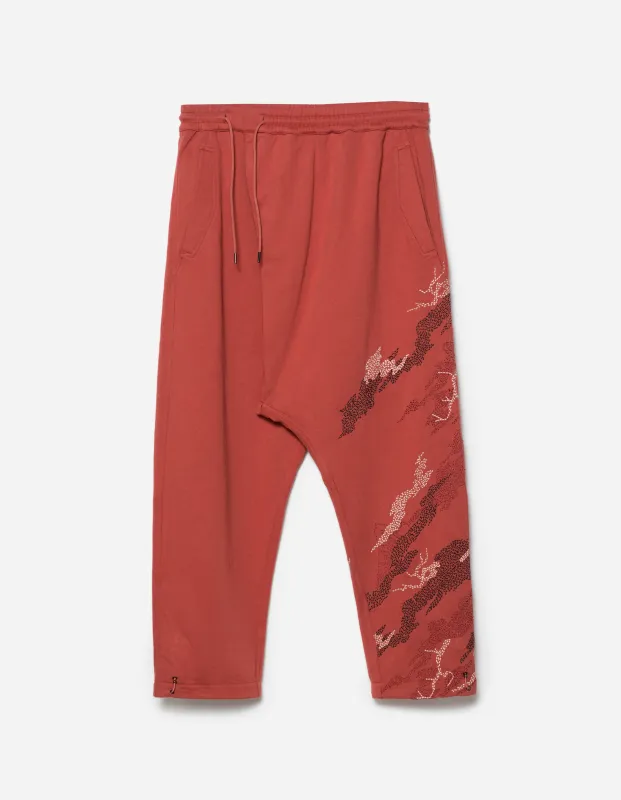 6202 Sashiko Bonsai Asym Sweatpants Redwood sold by Maharishi