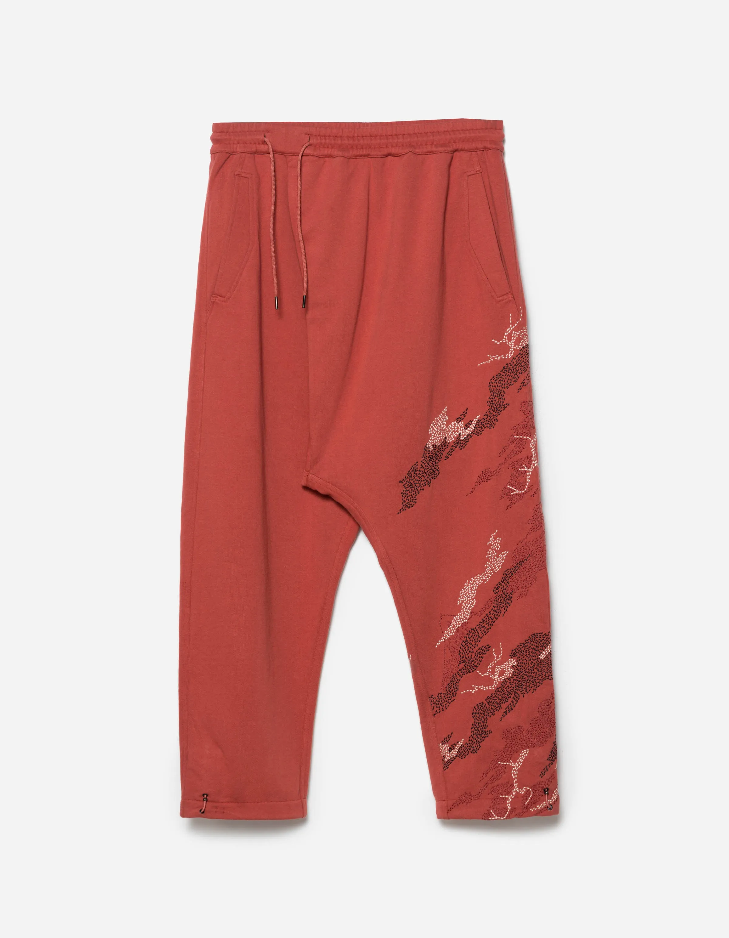 6202 Sashiko Bonsai Asym Sweatpants Redwood sold by Maharishi