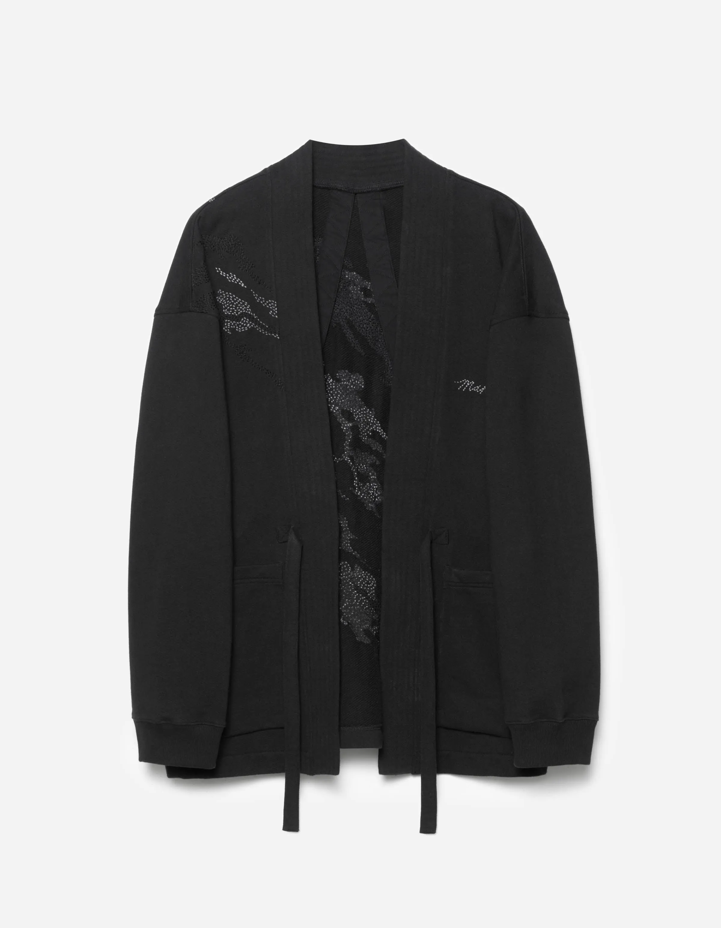 6222 Sashiko Bonsai Sweat Kimono Black sold by Maharishi