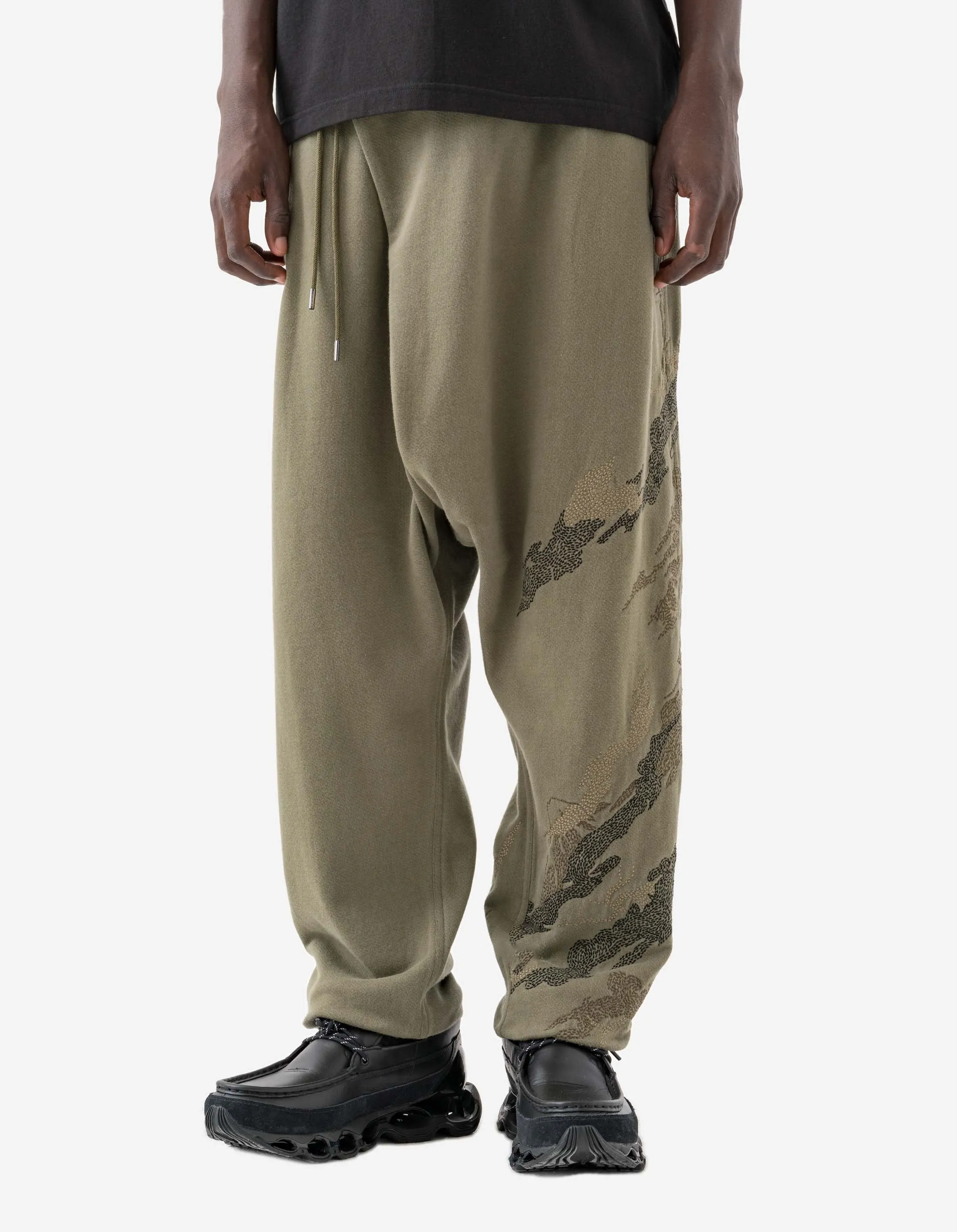 6202 Sashiko Bonsai Asym Sweatpants Olive OG-107F sold by Maharishi product image thumbnail 2