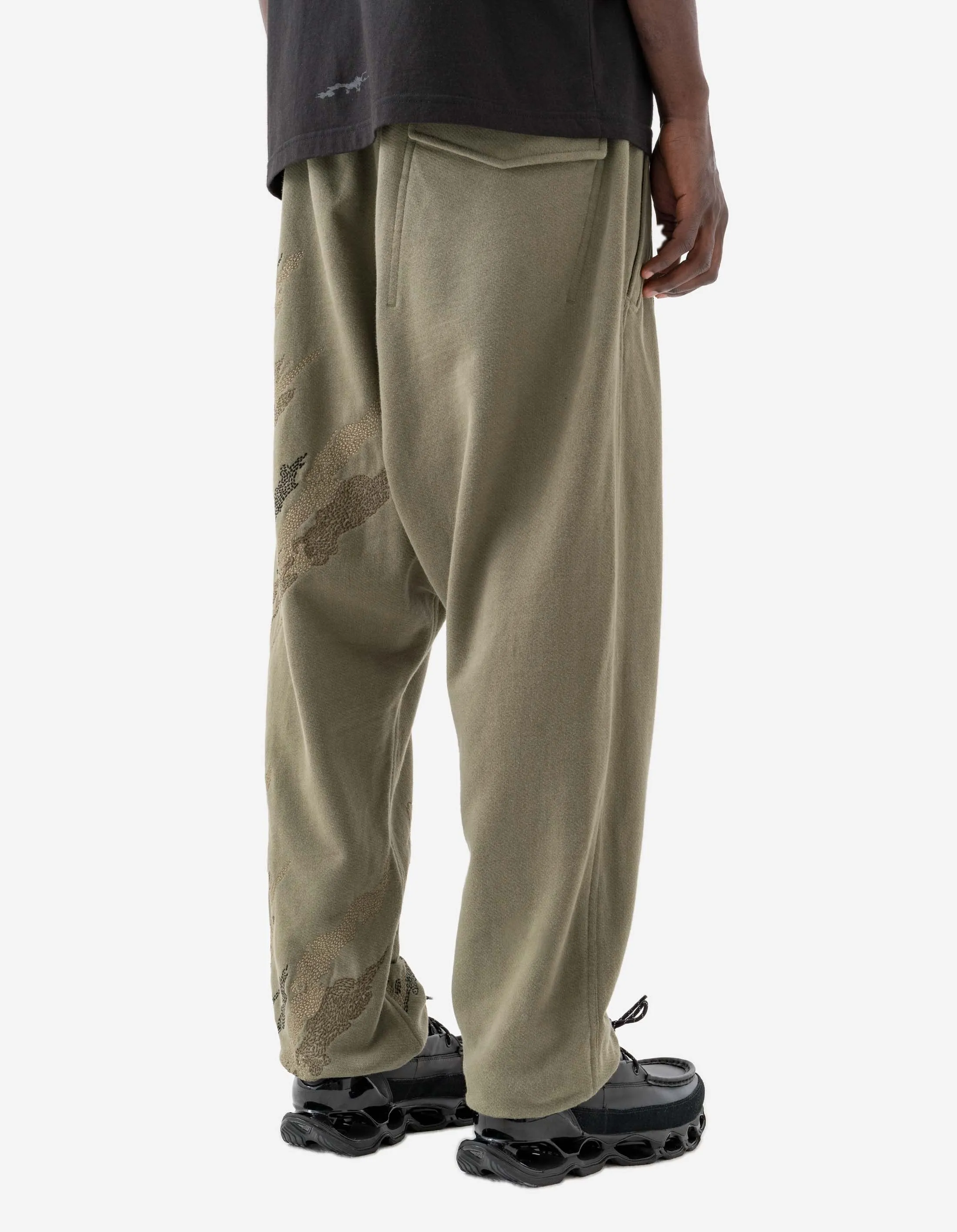 6202 Sashiko Bonsai Asym Sweatpants Olive OG-107F sold by Maharishi product image thumbnail 3