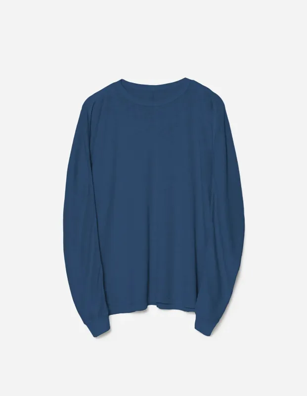 5245 Hemp Cross Loose L/S T-Shirt Navy sold by Maharishi