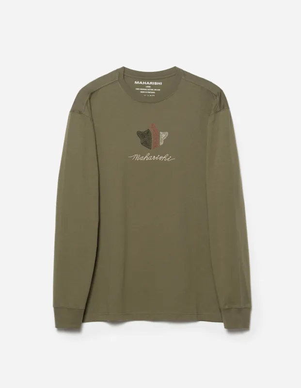 6221 Rice Stich Temple L/S T-Shirt Olive OG-107F sold by Maharishi