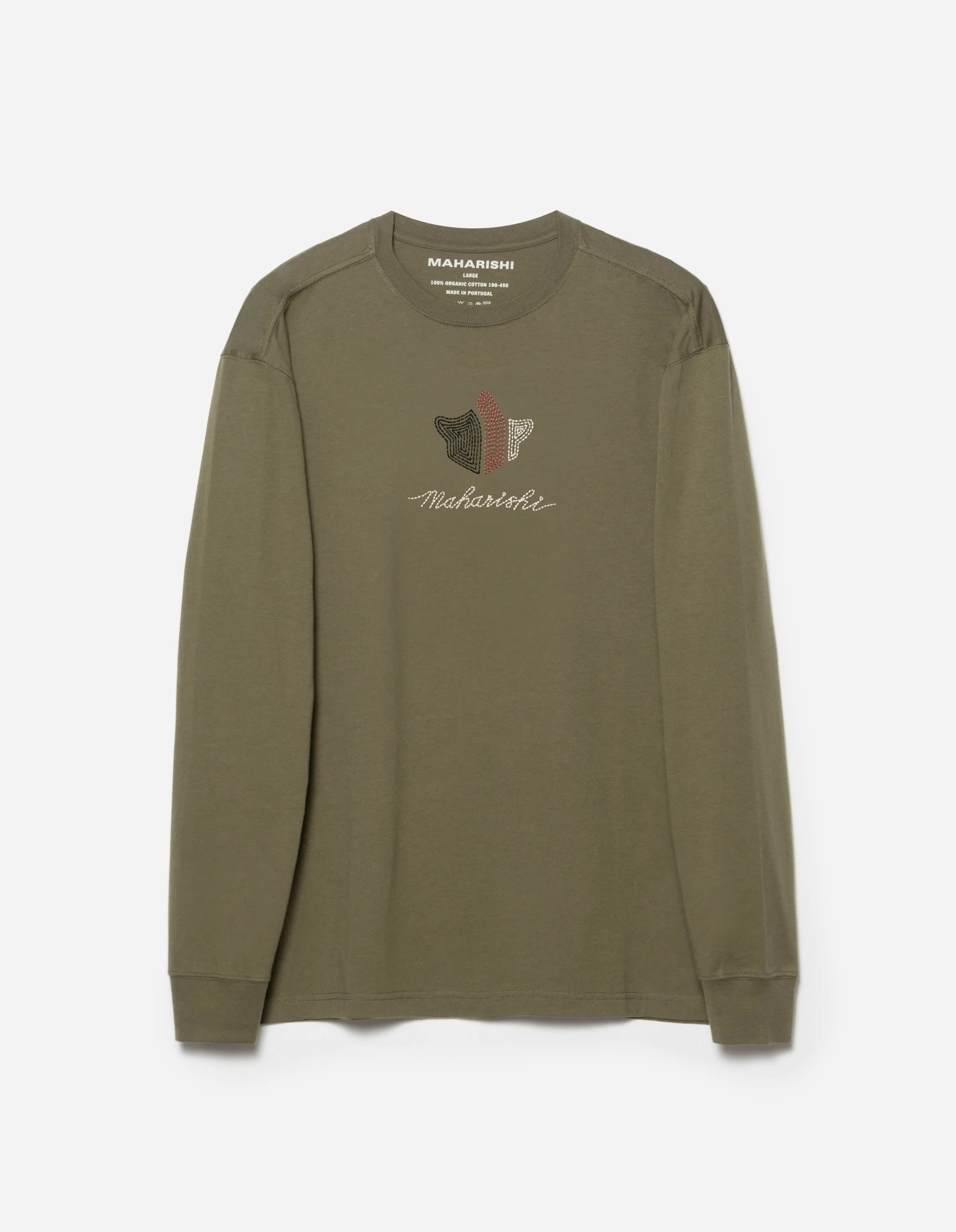 6221 Rice Stich Temple L/S T-Shirt Olive OG-107F sold by Maharishi