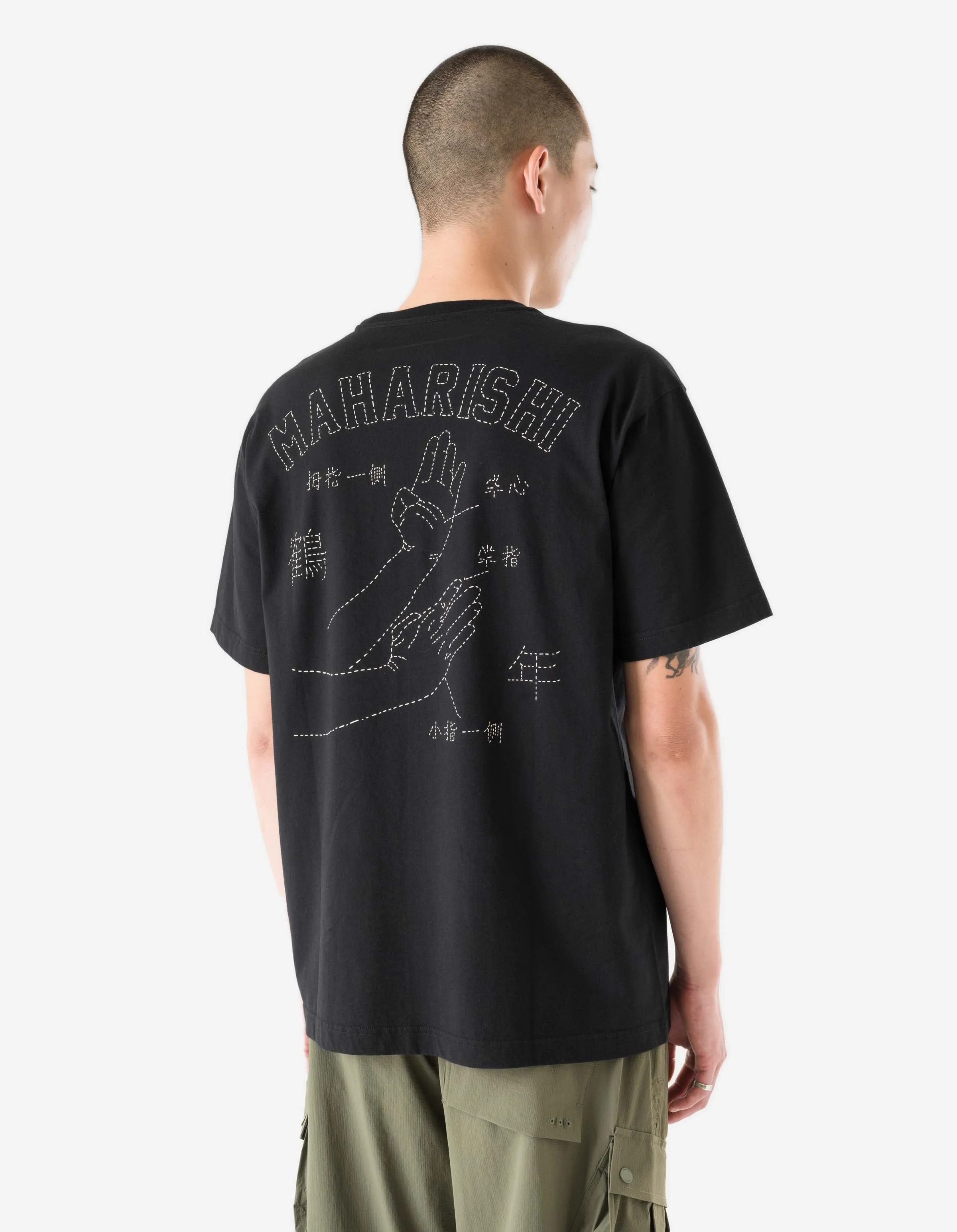 1582 Maha-Paizhi Sashiko S/S T-Shirt Black sold by Maharishi product image thumbnail 4