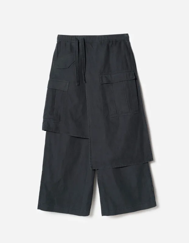 4588 Asym Cargo Hakama Pants Navy sold by Maharishi