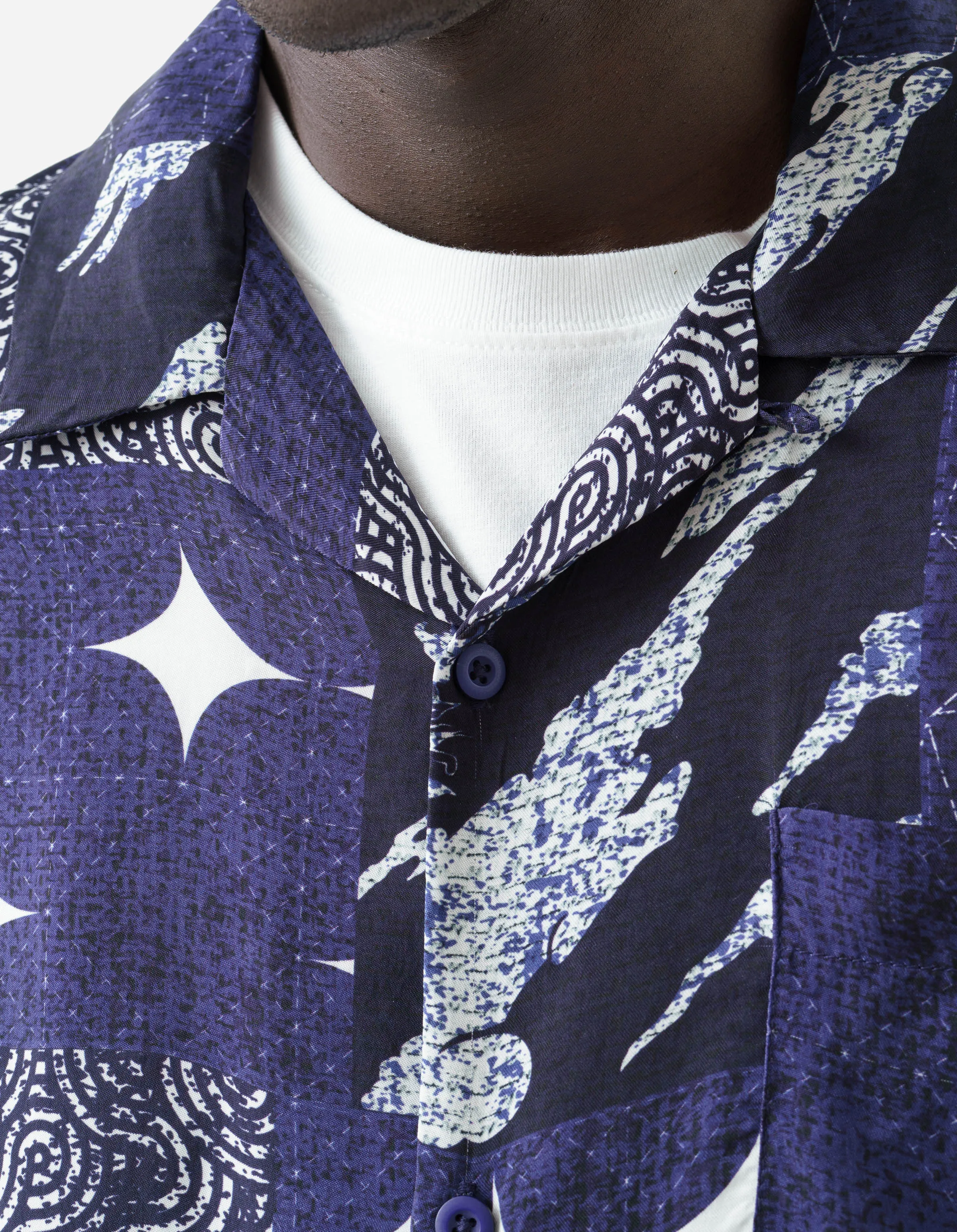 1529 Sashiko Patchwork Summer Shirt Navy/Ecru sold by Maharishi product image thumbnail 4