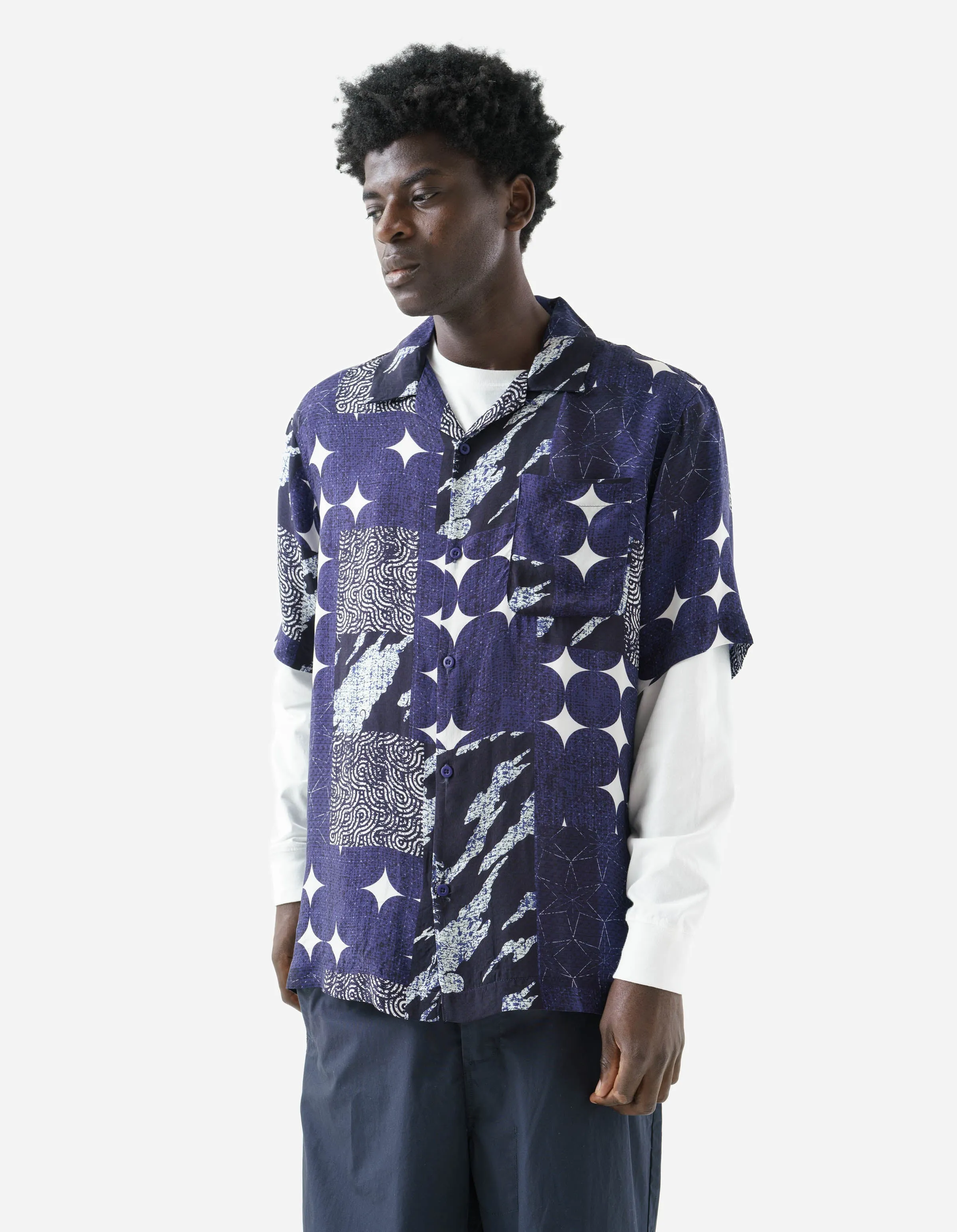 1529 Sashiko Patchwork Summer Shirt Navy/Ecru sold by Maharishi product image thumbnail 3