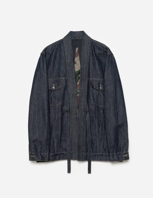 6059 Maha Hemp Denim Kimono Indigo sold by Maharishi