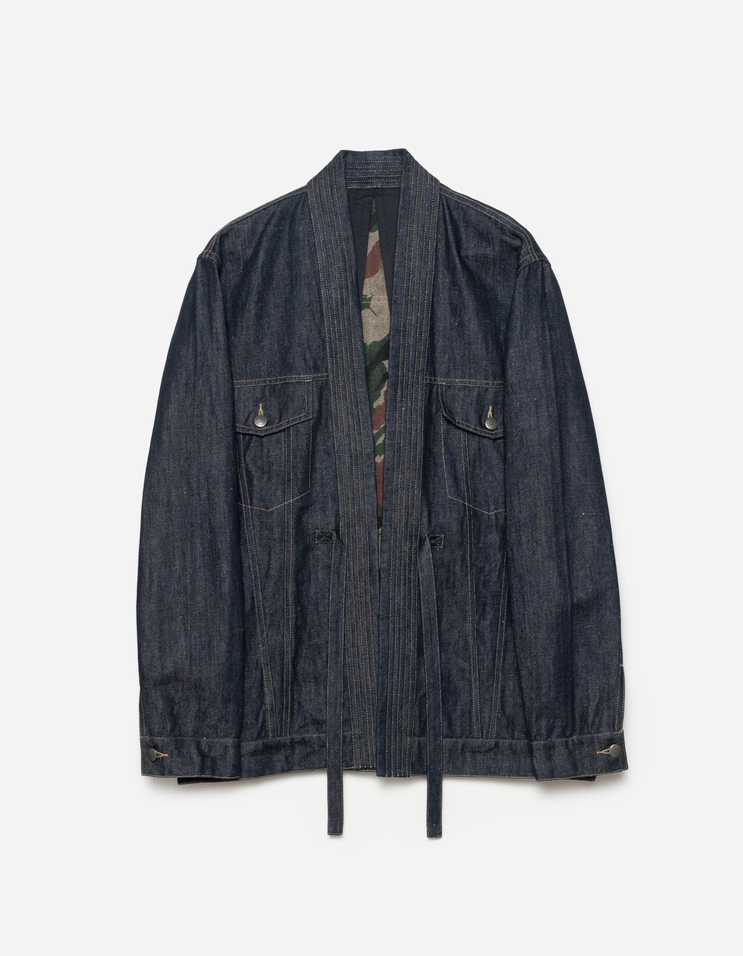 6059 Maha Hemp Denim Kimono Indigo sold by Maharishi